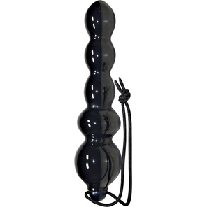  Чёрная анальная ёлочка с петелькой 18 см 