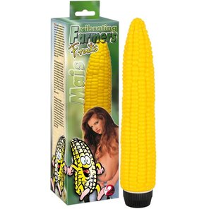  Жёлтый вибромассажер в виде кукурузы 24 см 
