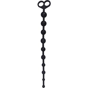  Чёрная анальная цепочка с 10 звеньями ANAL JUGGLING BALL SILICONE 33,6 см 