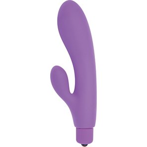  Фиолетовый вибратор с клиторальным пальчиком TINY RABBIT SILICONE 15 см 
