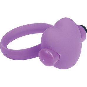  Фиолетовое эрекционное виброкольцо с сердечком HEART BEAT COCKRING SILICONE 