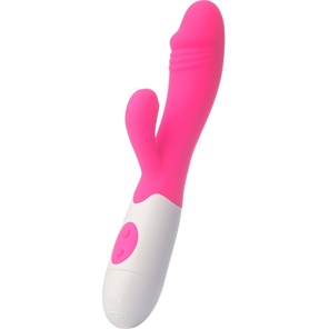  Розовый вибратор-кролик WOW с 30 режимами вибрации 19,5 см 
