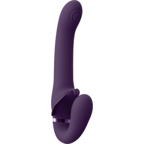  Фиолетовый женский безремневой вибрострапон Satu 23 см 