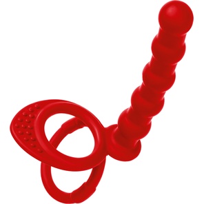 Красная насадка на пенис для двойного проникновения 19,5 см 