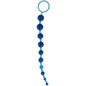  Голубая анальная цепочка Beads of Pleasure 30 см 