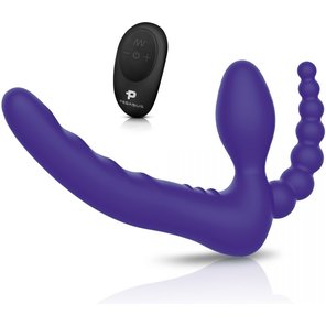  Фиолетовый безремневой страпон с пультом ДУ 7’’ Remote Control Strapless 24 см 