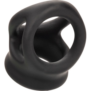  Черное тройное эрекционное кольцо Alpha Liquid Silicone Dual Cage Ring 