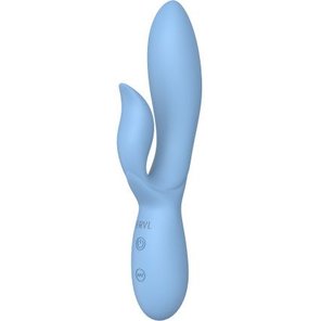  Голубой вибратор-кролик из силикона Isida 21 см 