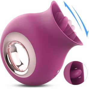  Фиолетовый клиторальный вибромассажёр с подвижным язычком 