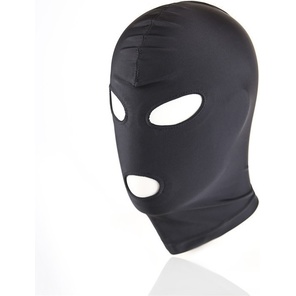  Черный текстильный шлем с прорезью для глаз и рта 
