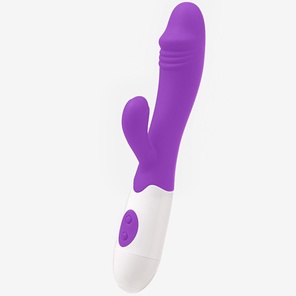  Фиолетовый вибромассажер-кролик WOW с 30 режимами вибрации 19,5 см 