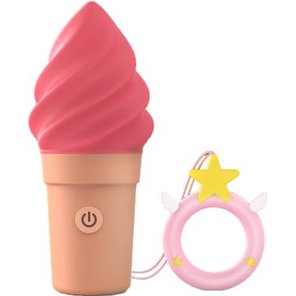  Малиновый мини-вибратор в форме мороженого Candice 