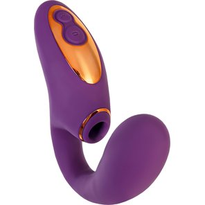  Фиолетовый вибромассажер с клиторальной стимуляцией Megam 