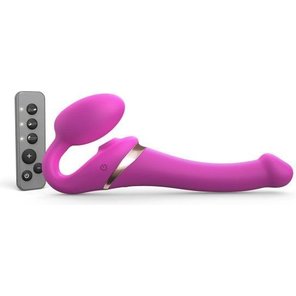  Ярко-розовый безремневой страпон Multi Orgasm Size S с клиторальной стимуляцией 