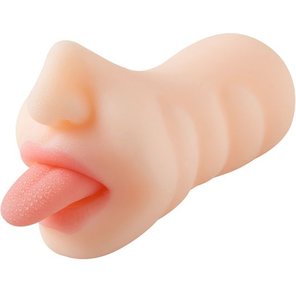  Телесный мастурбатор-ротик с языком 