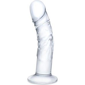  Стеклянный фаллоимитатор из стекла 7’’ Curved Realistic Glass Dildo With Veins 15,9 см 