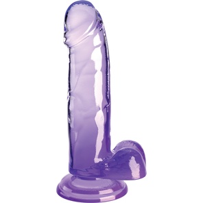  Фиолетовый фаллоимитатор с мошонкой на присоске 7’’ Cock with Balls 20,3 см 