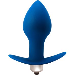 Синяя анальная пробка с вибрацией Hugo 9,5 см 