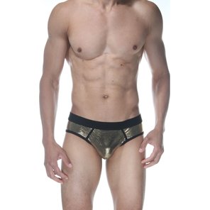  Сексуальные золотистые блестящие трусы-джоки 