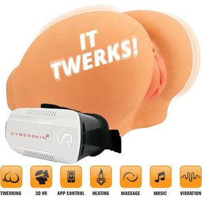  Реалистичная вагина с вибрацией, нагревом и шлемом виртуальной реальности CyberSkin Twerking Butt Deluxe 