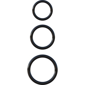  Набор из трех черных эрекционных колец Silicone 3-Ring Stamina Set 