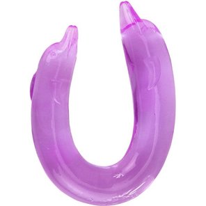  Фиолетовый двойной фаллоимитатор Dolphin 30,5 см 