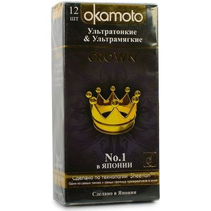  Ультратонкие ультрамякие презервативы телесного цвета Okamoto Crown 12 шт 