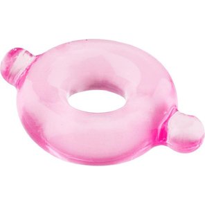  Розовое эрекционное кольцо с ушками для удобства надевания BASICX TPR COCKRING PINK 