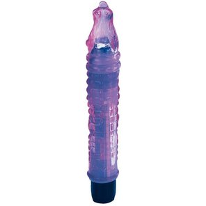  Фиолетовый гелевый вибратор в форме крокодильчика 19 см 
