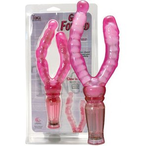  Розовый вагинально-анальный вибромассажёр Get Forked 16,5 см 