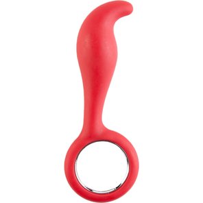  Красный анальный стимулятор с ручкой-кольцом 14 см 