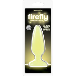  Желтая, светящаяся в темноте анальная пробка Firefly Pleasure Plug Medium Yellow 12,7 см 