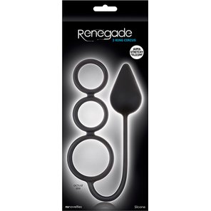  Анальная пробка Renegade 3 Ring Circus Medium Black с эрекционными кольцами 