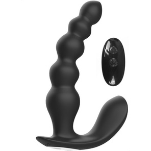  Черная анальная виброёлочка Anal Bead Vibrator с пультом ДУ 
