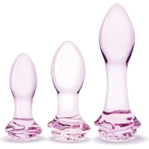  Набор из 3 стеклянных анальных пробок Rosebud Butt Plug Set 