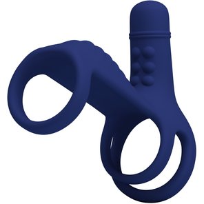  Синяя вибронасадка на пенис Vibrating Penis Sling 