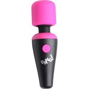  Розово-черный мини-вибромассажер 10X Vibrating Mini Silicone Wand 