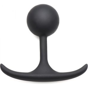  Черная анальная пробка с утяжелением Premium Silicone 3.3 Weighted Round Plug 8,4 см 