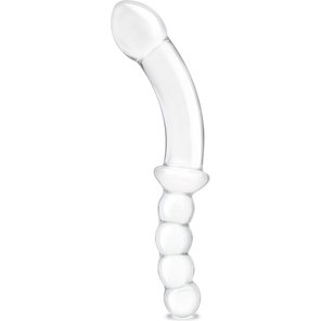  Стеклянный двусторонний фаллоимитатор 12,5’’ Girthy Double Sided Dong With Anal Bead Grip Handle 32 см 