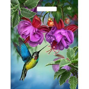 Пакет с принтом в виде колибри в цветах с вырубной ручкой (31х40 см) 