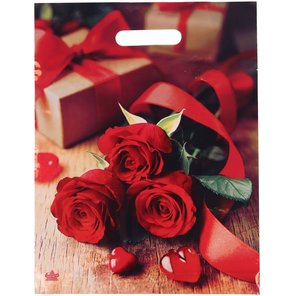  Пакет с принтом в виде роз (31х40 см) 