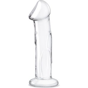  Прозрачный стеклянный фаллоимитатор 6’’ Glass Dildo With Veins Flat Base 15,2 см 