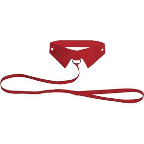  Красный кожаный воротник с поводком Red OUCH! 