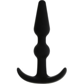  Чёрный массажер для анальной стимуляции T-SHAPE SILICONE BUTT PLUG BLACK 8,9 см 