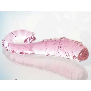  Розовый анальный стимулятор с шишечками по всей длине и закрученной ручкой 15,5 см 