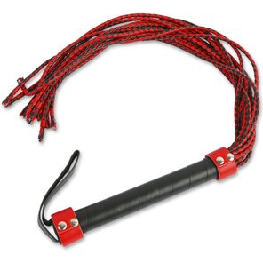  Красно-чёрная плеть-многохвостка с гладкой рукоятью 77 см 