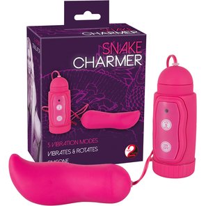  Розовое удлиненное виброяичко с ротацией Snake Charmer 