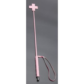  Розовый стек с наконечником-крестом из искусственной кожи 70 см 