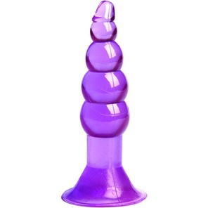  Фиолетовая анальная пробка-елочка с присоской 17 см 