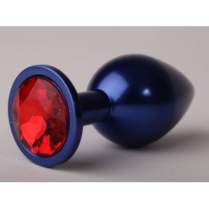 Синяя анальная пробка с красным кристаллом 8,2 см 